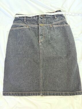 Marithe Francois Girbaud Vintage Y2K Washed Black Denim Pencil Skirt -Sz S